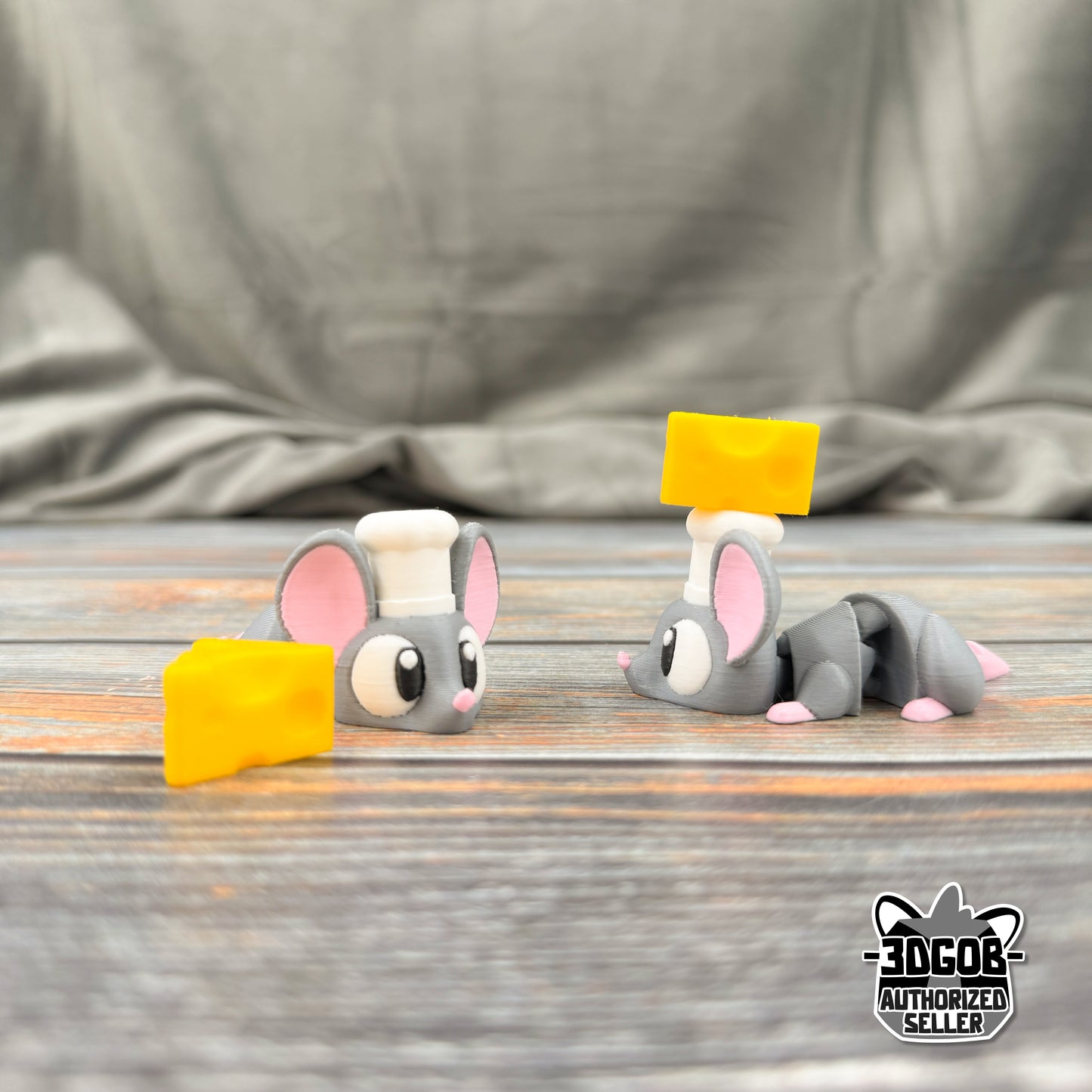 Chef Mouse with Cheese 3D Printed Fidget Figure