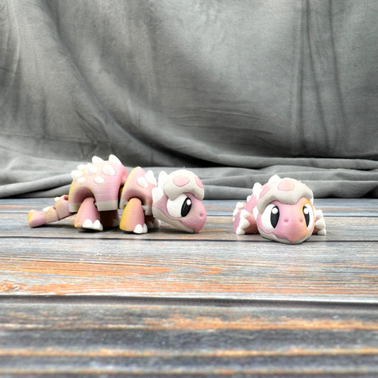 Ankylosaurus in Eggshell Articulated 3D Printed Fidget Figure