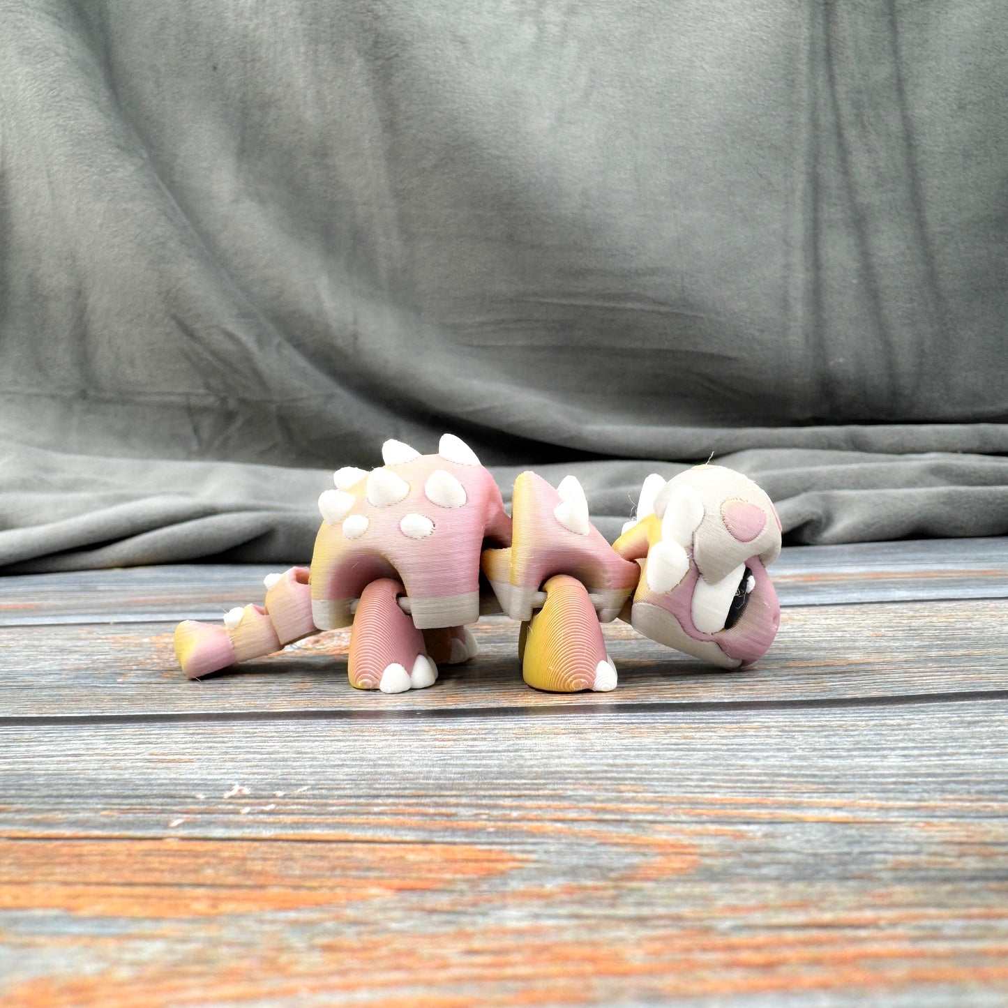 Ankylosaurus in Eggshell Articulated 3D Printed Fidget Figure