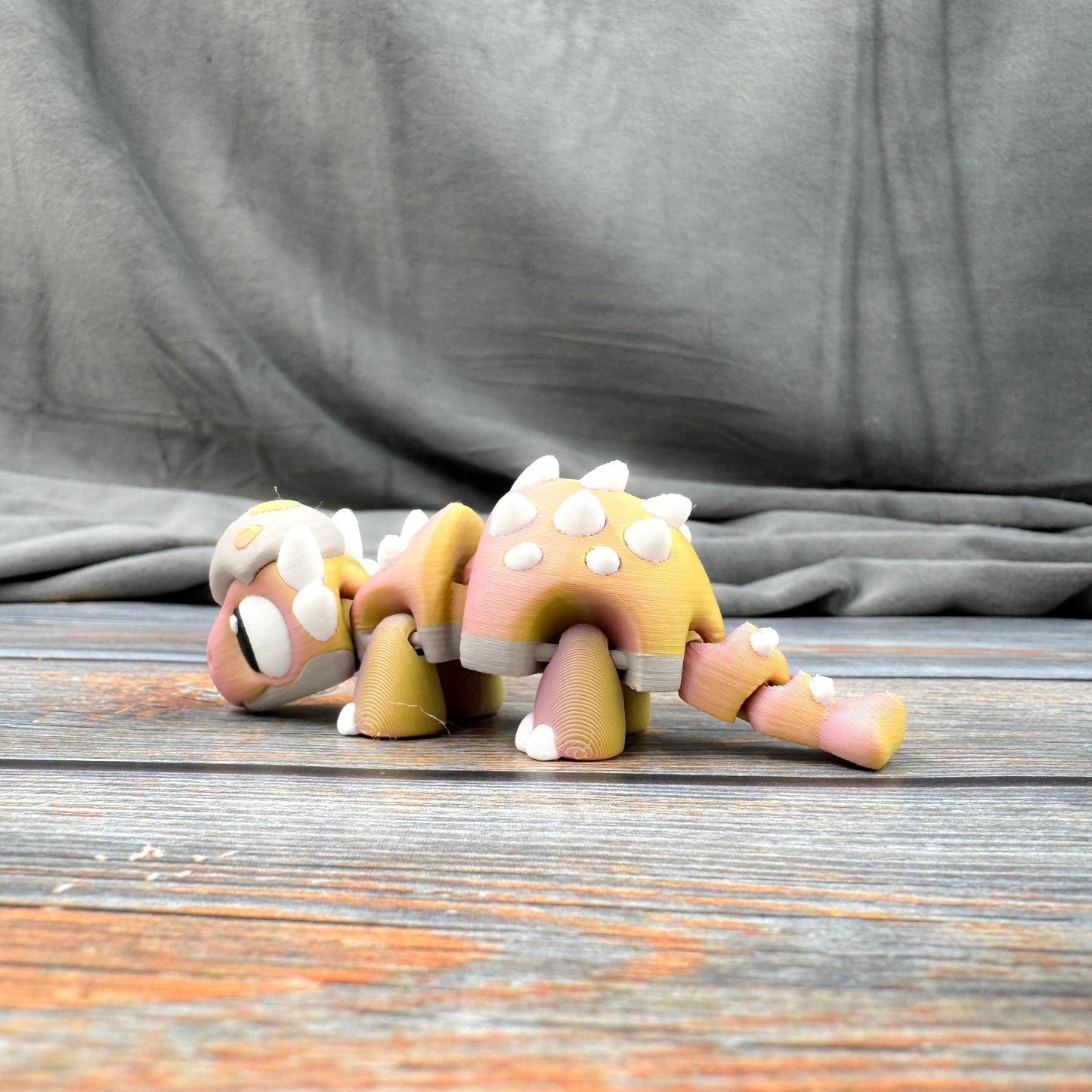Ankylosaurus in Eggshell Articulated 3D Printed Fidget Figure