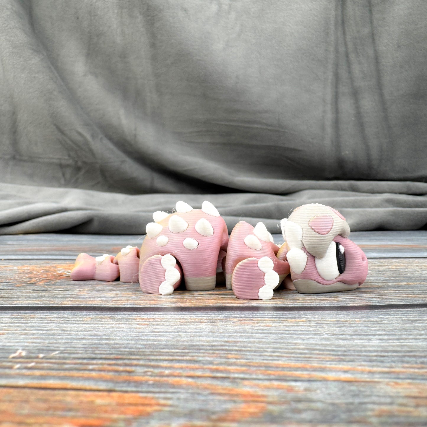 Ankylosaurus in Eggshell Articulated 3D Printed Fidget Figure