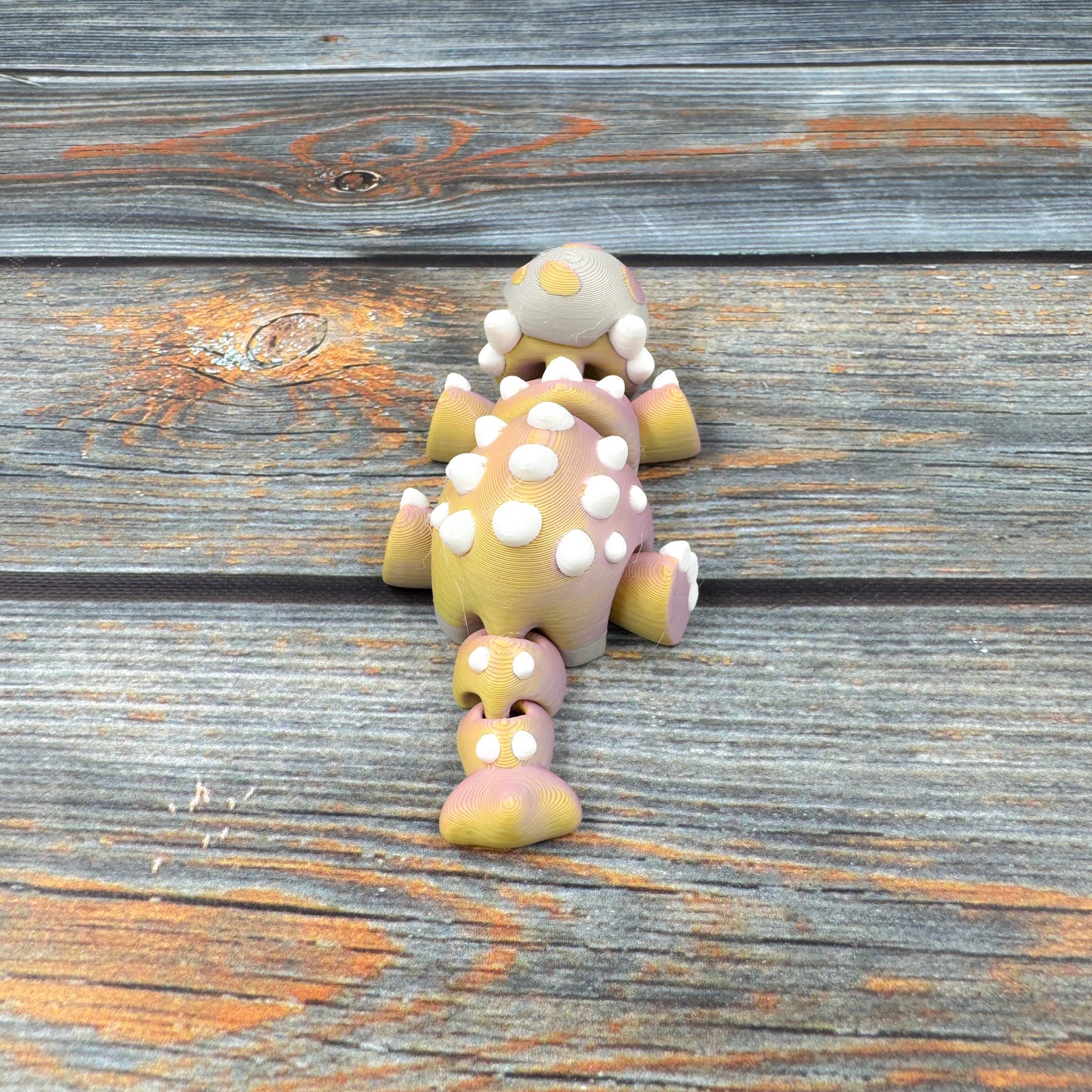 Ankylosaurus in Eggshell Articulated 3D Printed Fidget Figure