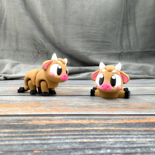 Brown Cow Articulated 3D Printed Fidget Figure