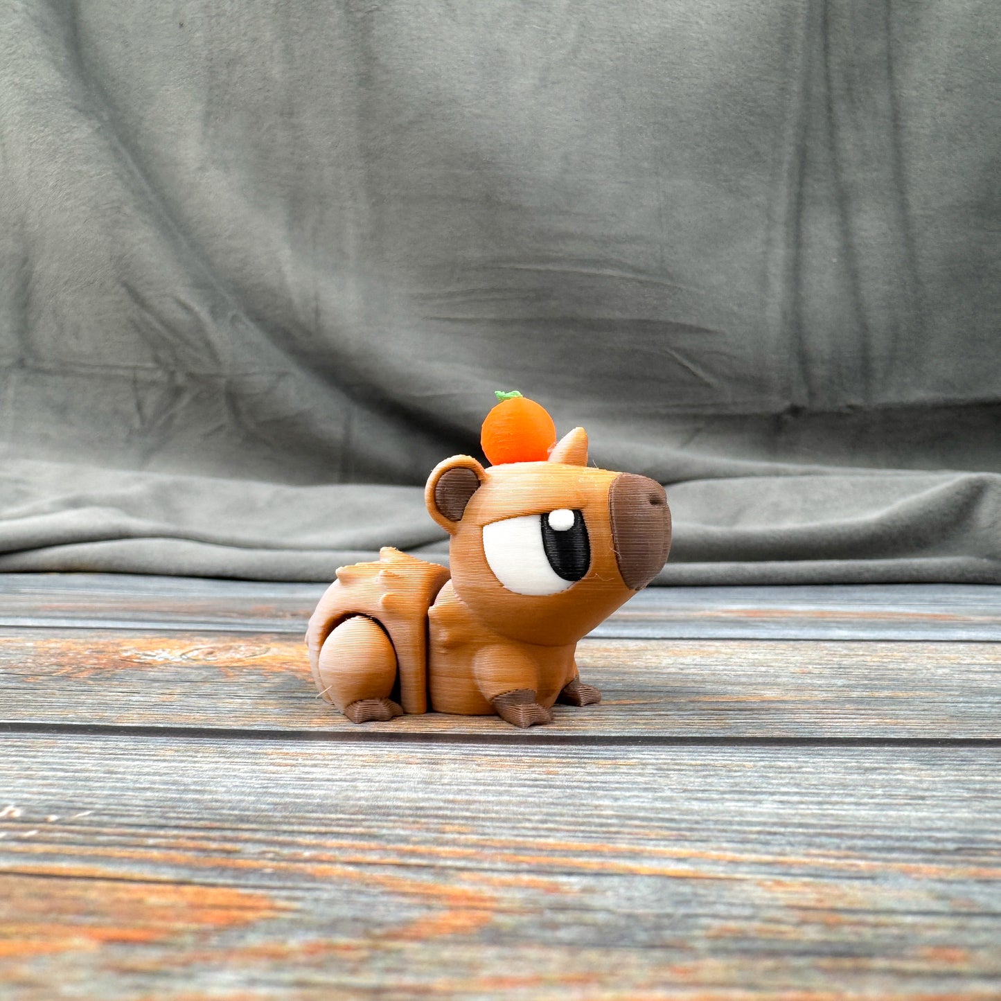 Capybara with Orange Articulated 3D Printed Fidget Figure