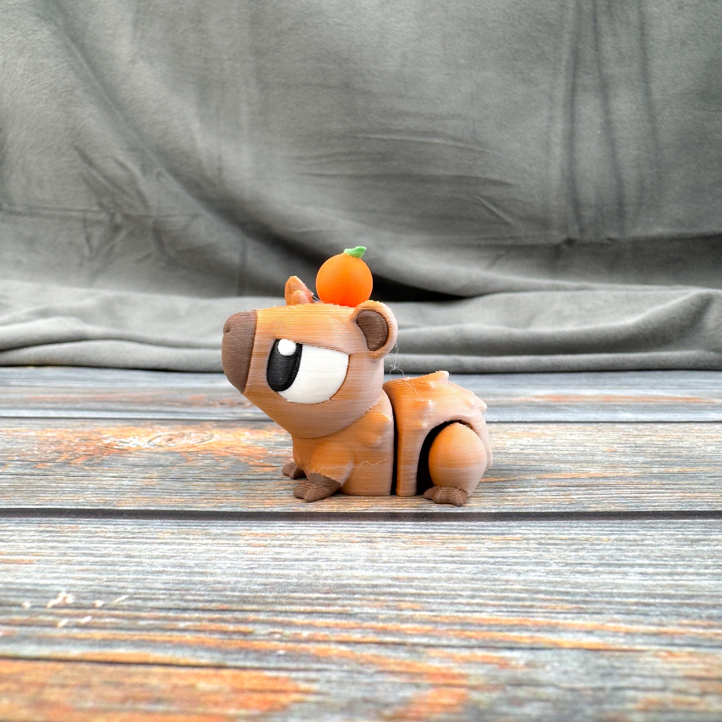 Capybara with Orange Articulated 3D Printed Fidget Figure
