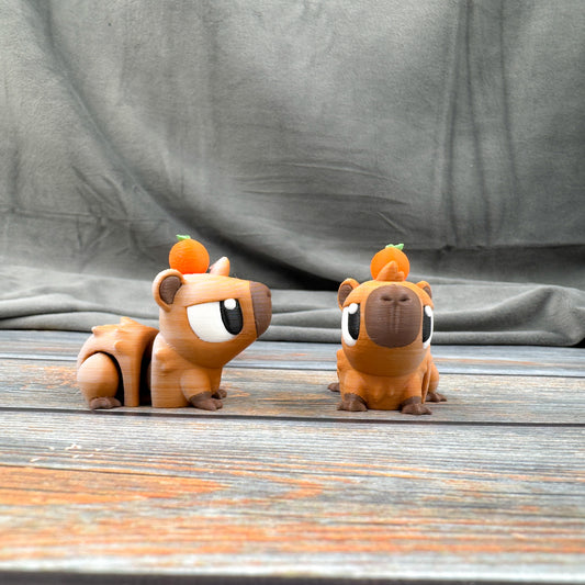 Capybara with Orange Articulated 3D Printed Fidget Figure