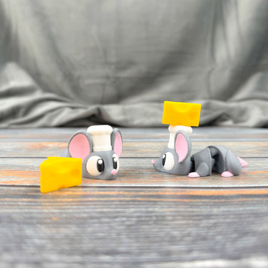 Chef Mouse with Cheese 3D Printed Fidget Figure