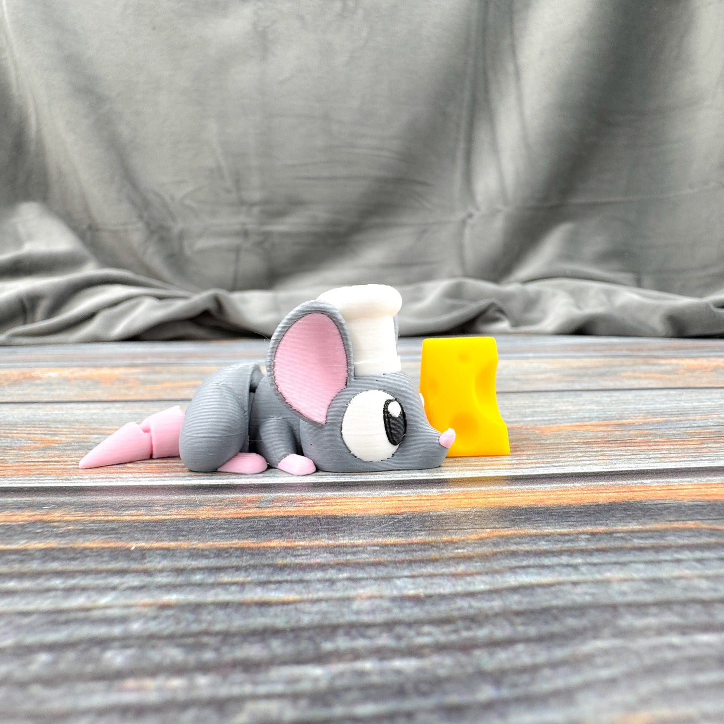 Chef Mouse with Cheese 3D Printed Fidget Figure