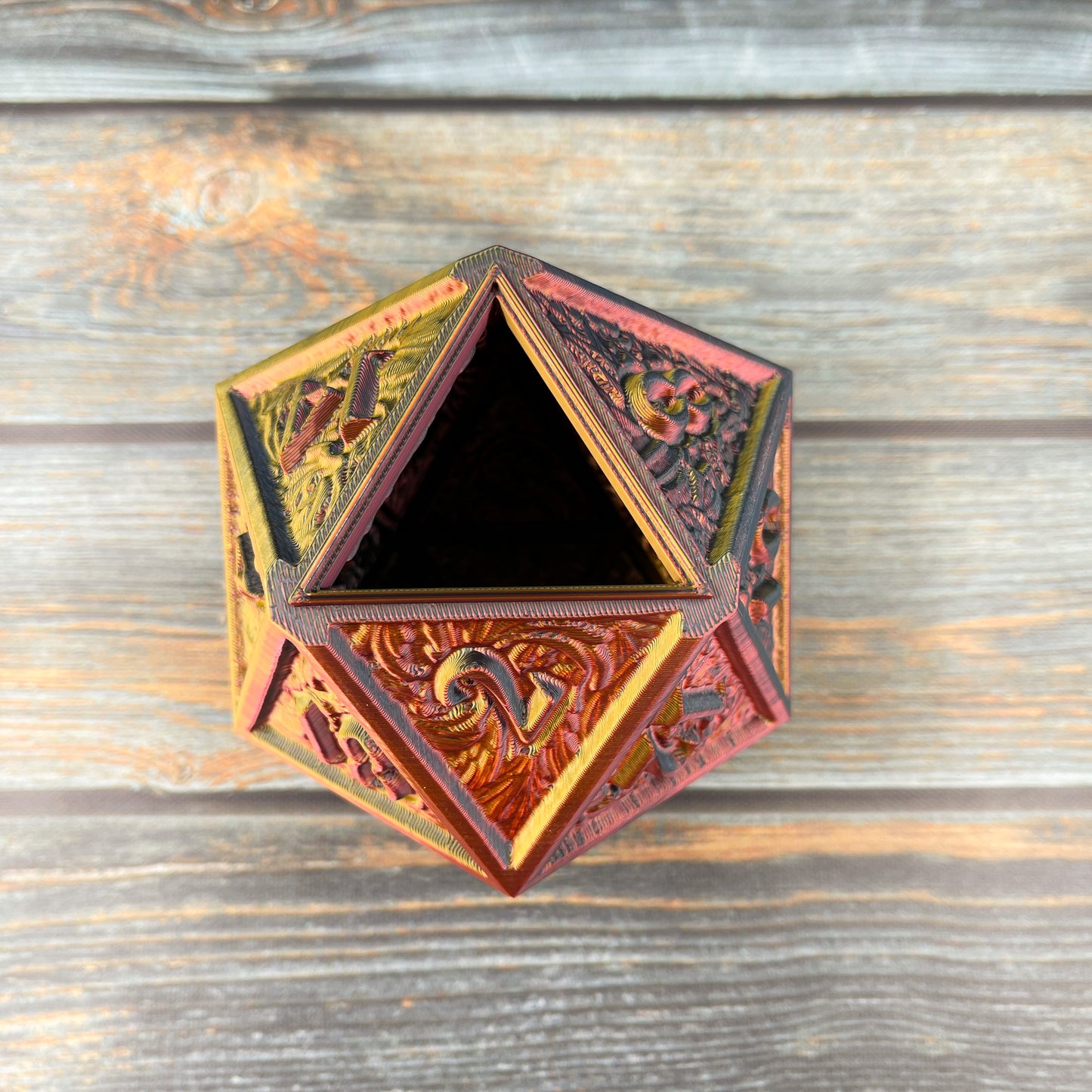 D20 Dice Vault in Oil Slick Bronze