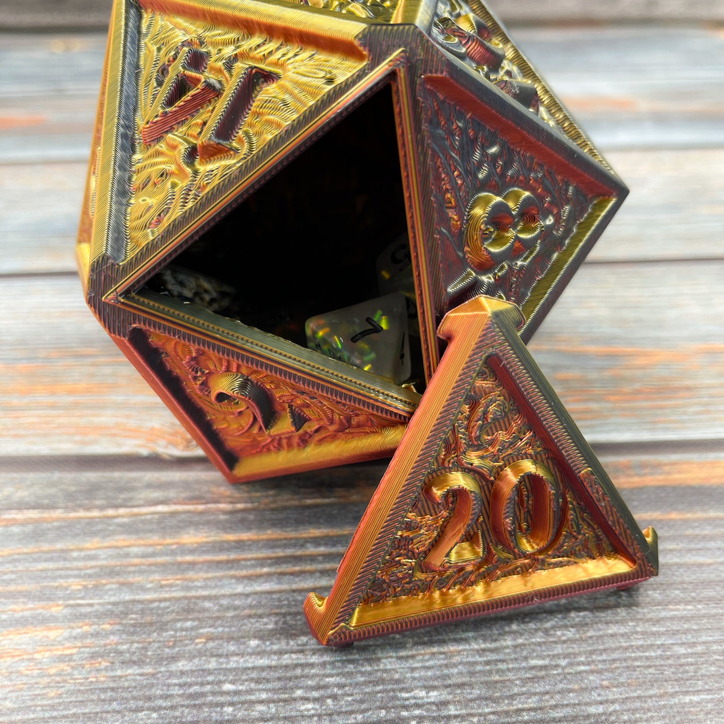 D20 Dice Vault in Oil Slick Bronze