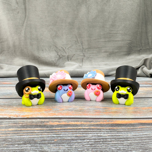 Dapper Mr. & Mrs. Frogs 3D Printed Clicker Fidgets