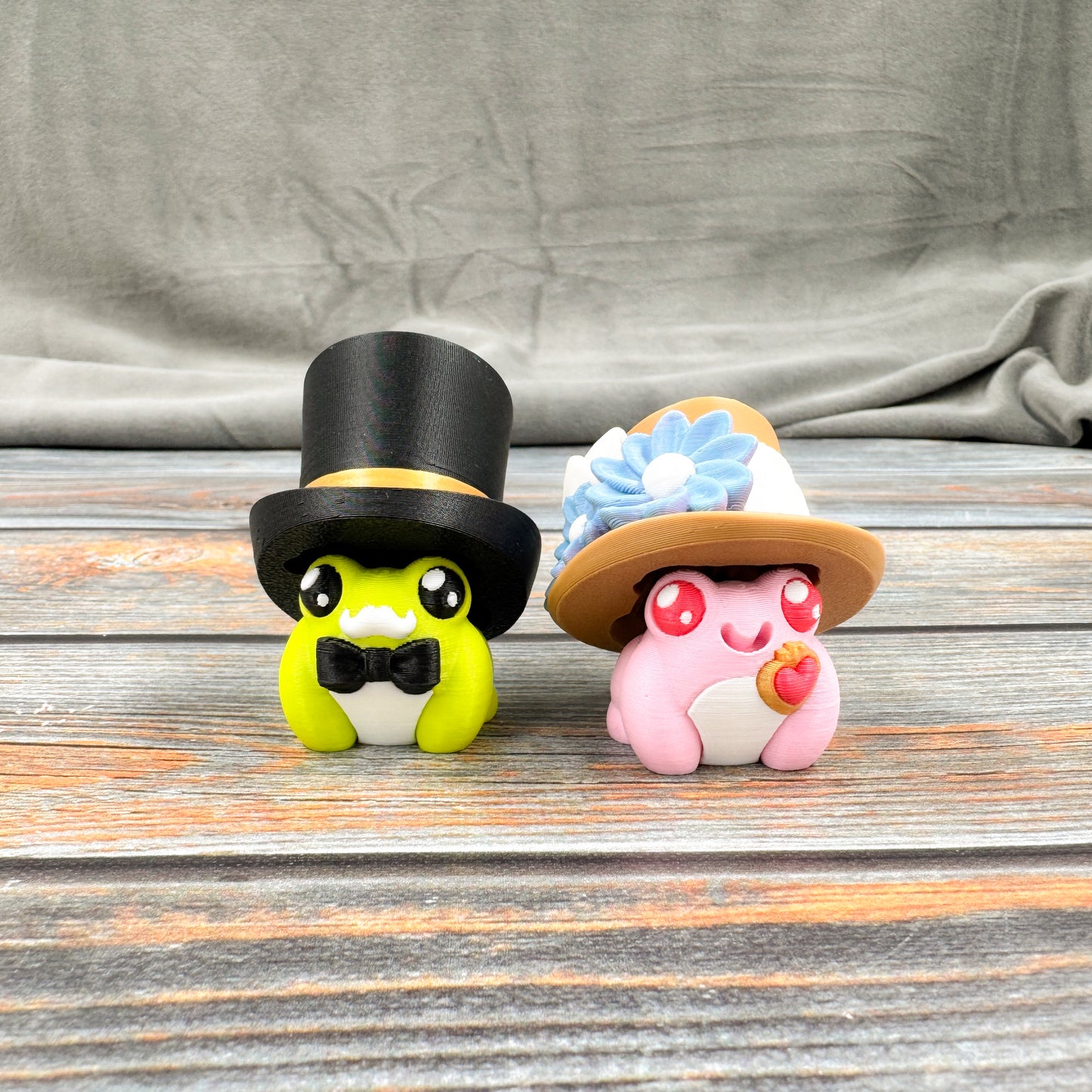 Dapper Mr. & Mrs. Frogs 3D Printed Clicker Fidgets