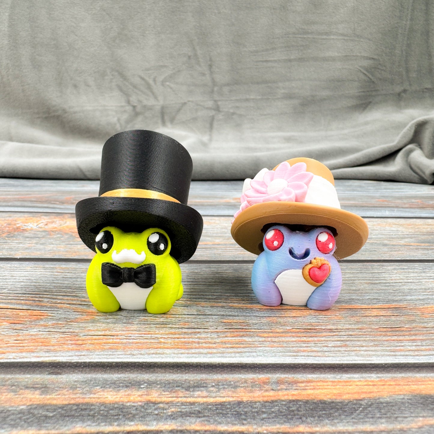 Dapper Mr. & Mrs. Frogs 3D Printed Clicker Fidgets