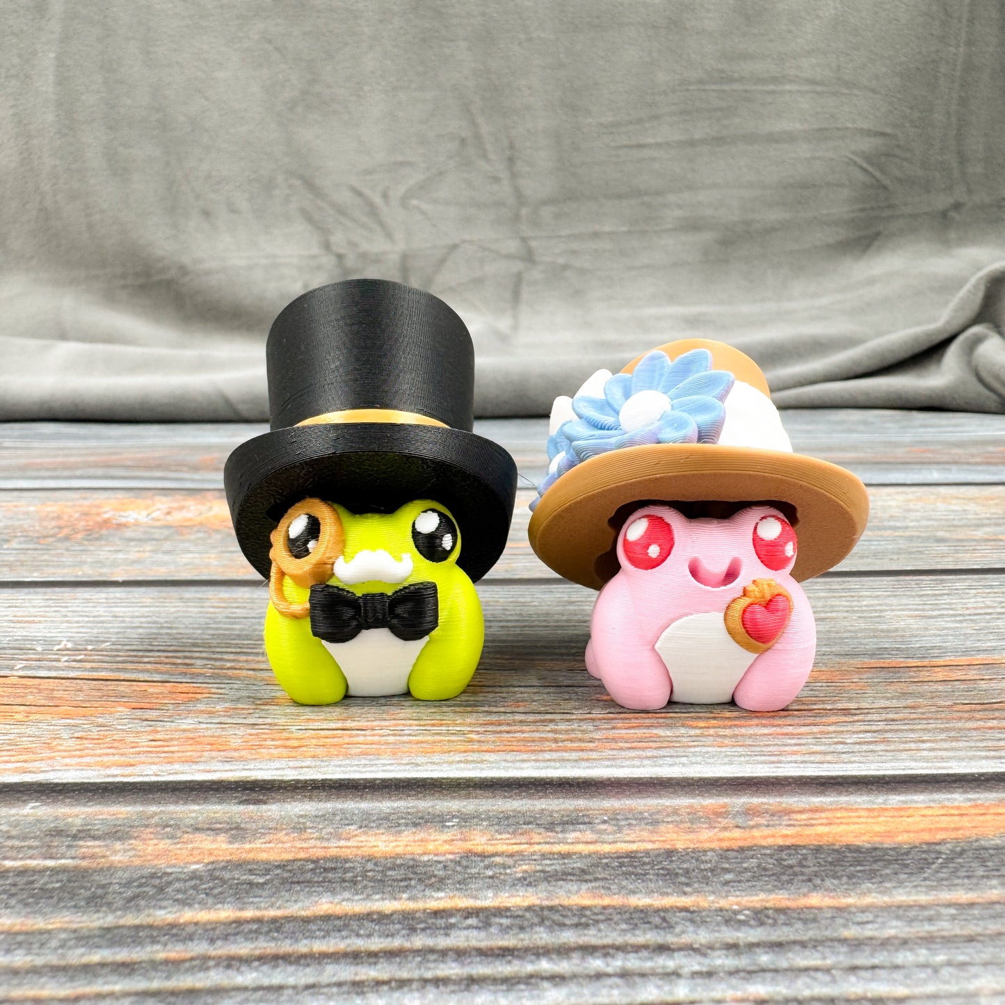 Dapper Mr. & Mrs. Frogs 3D Printed Clicker Fidgets