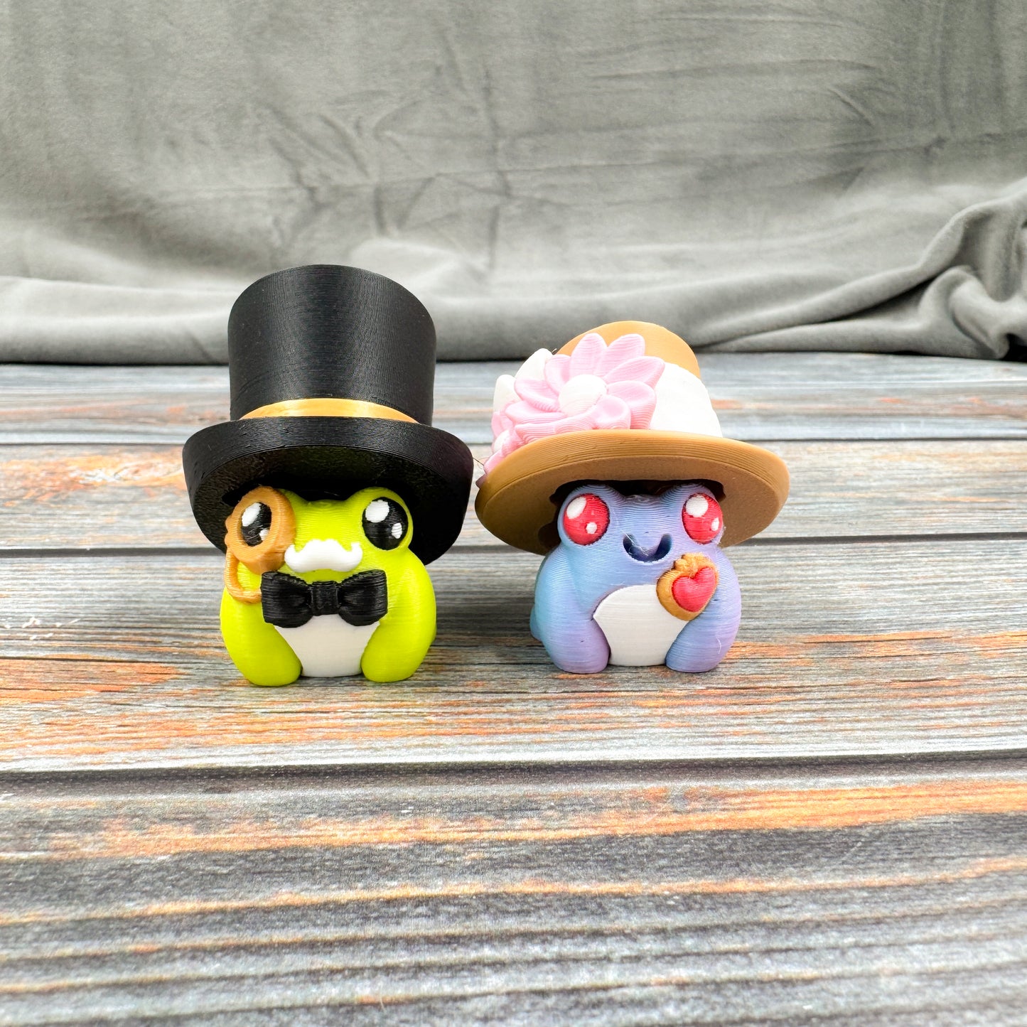 Dapper Mr. & Mrs. Frogs 3D Printed Clicker Fidgets