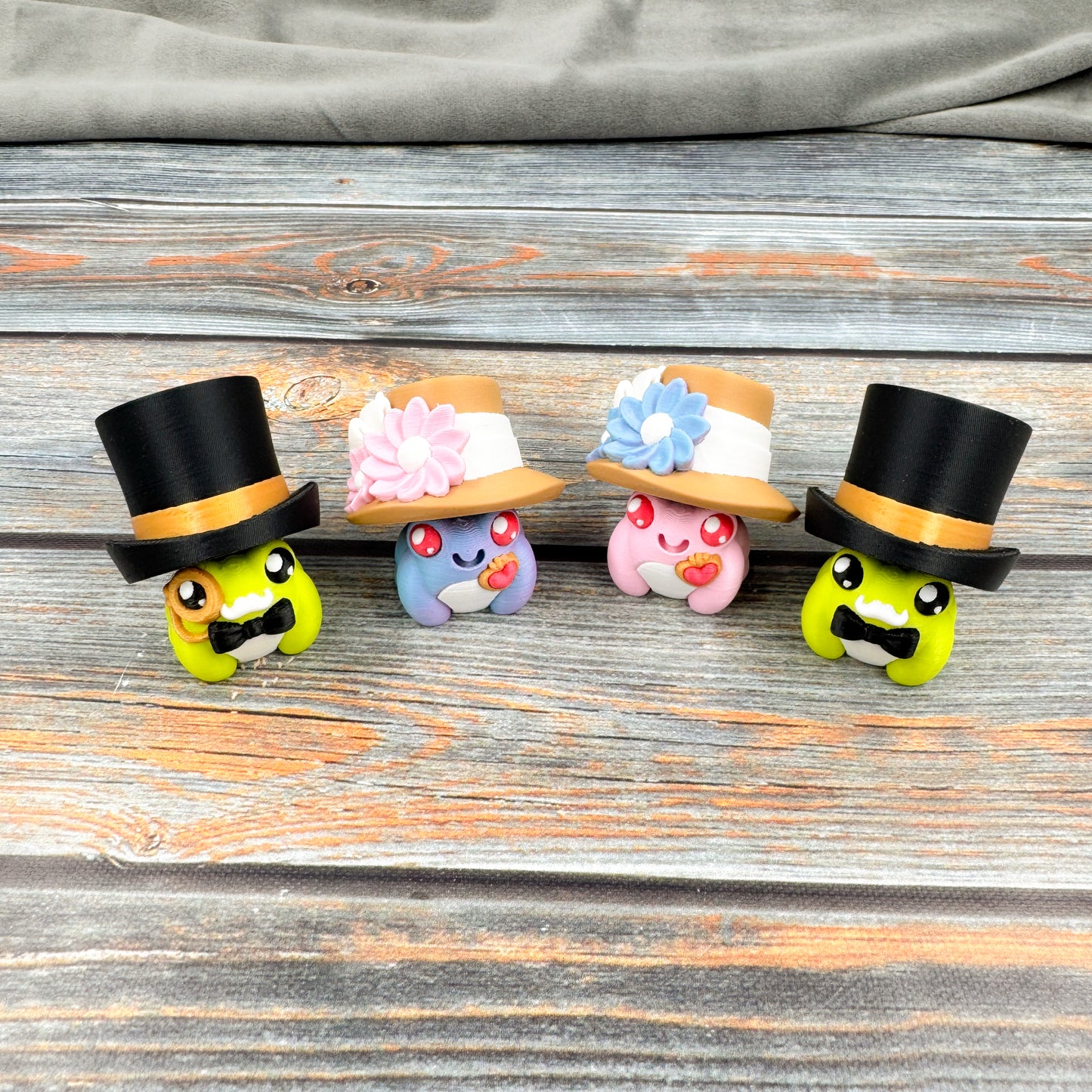 Dapper Mr. & Mrs. Frogs 3D Printed Clicker Fidgets