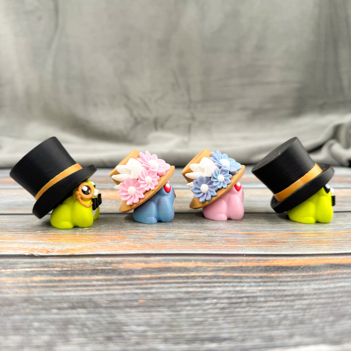 Dapper Mr. & Mrs. Frogs 3D Printed Clicker Fidgets