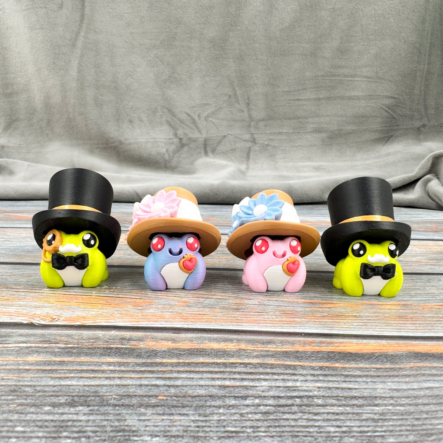 Dapper Mr. & Mrs. Frogs 3D Printed Clicker Fidgets