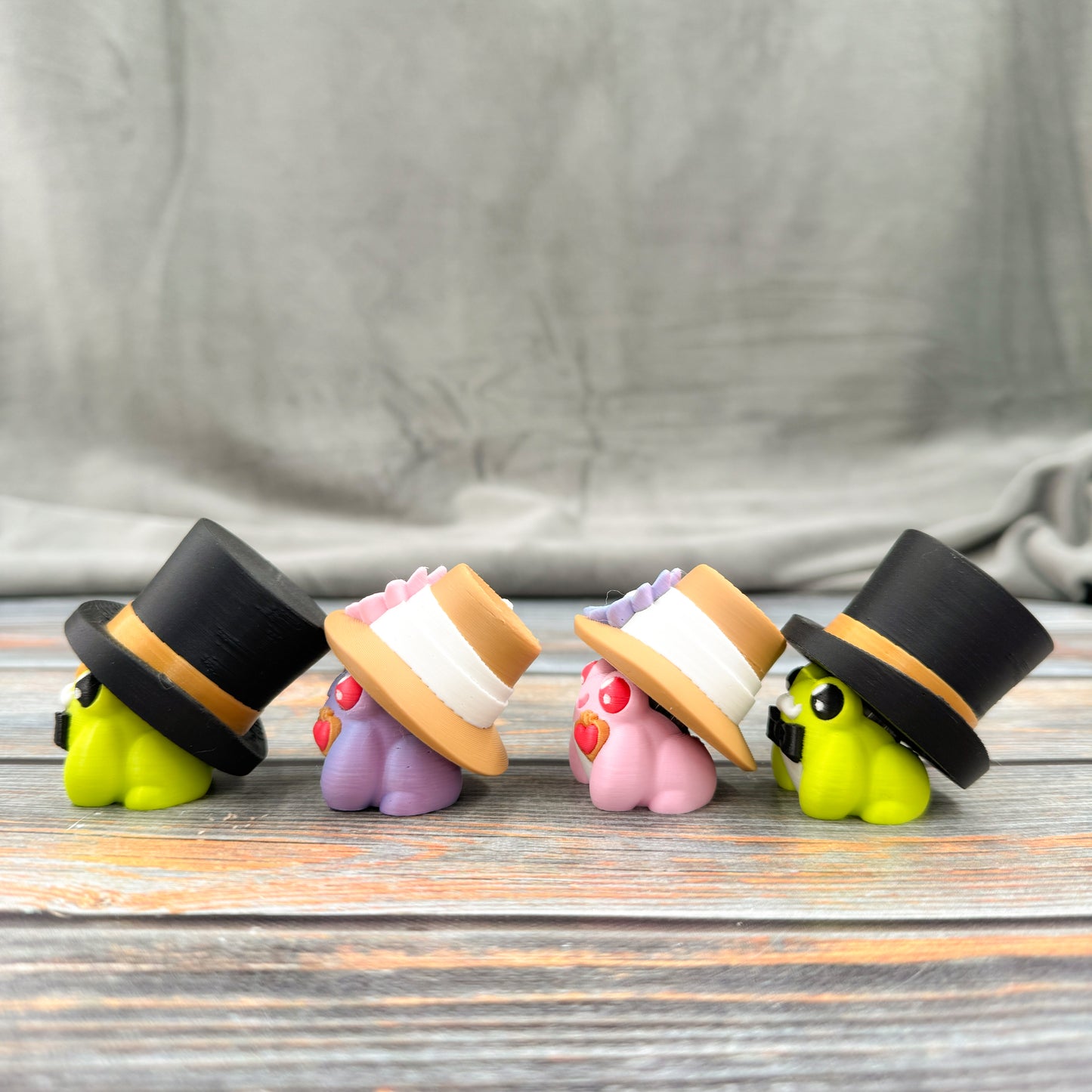 Dapper Mr. & Mrs. Frogs 3D Printed Clicker Fidgets
