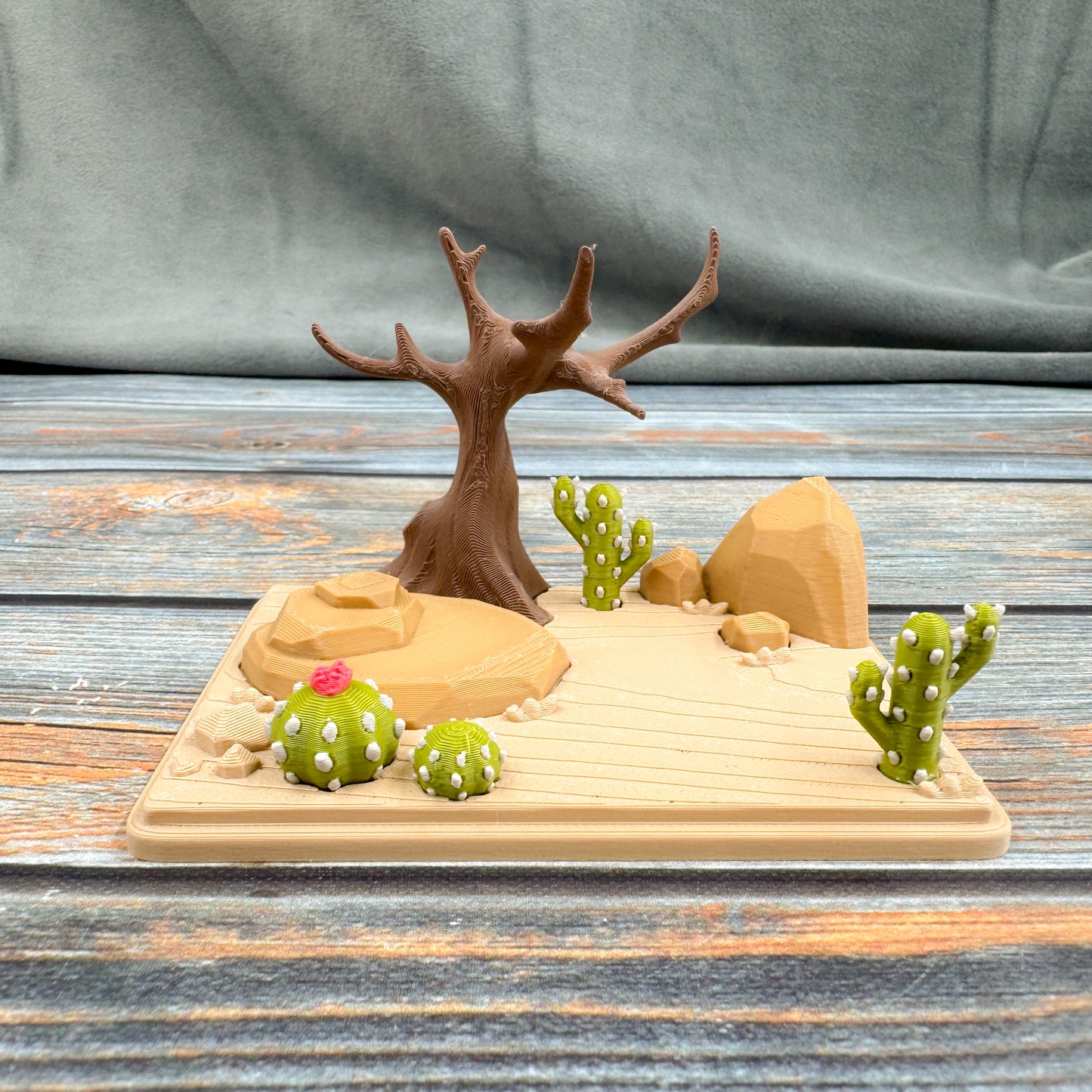 Desert + 3 Armadillos Mini 3D Printed Fidget Figure Diorama Set