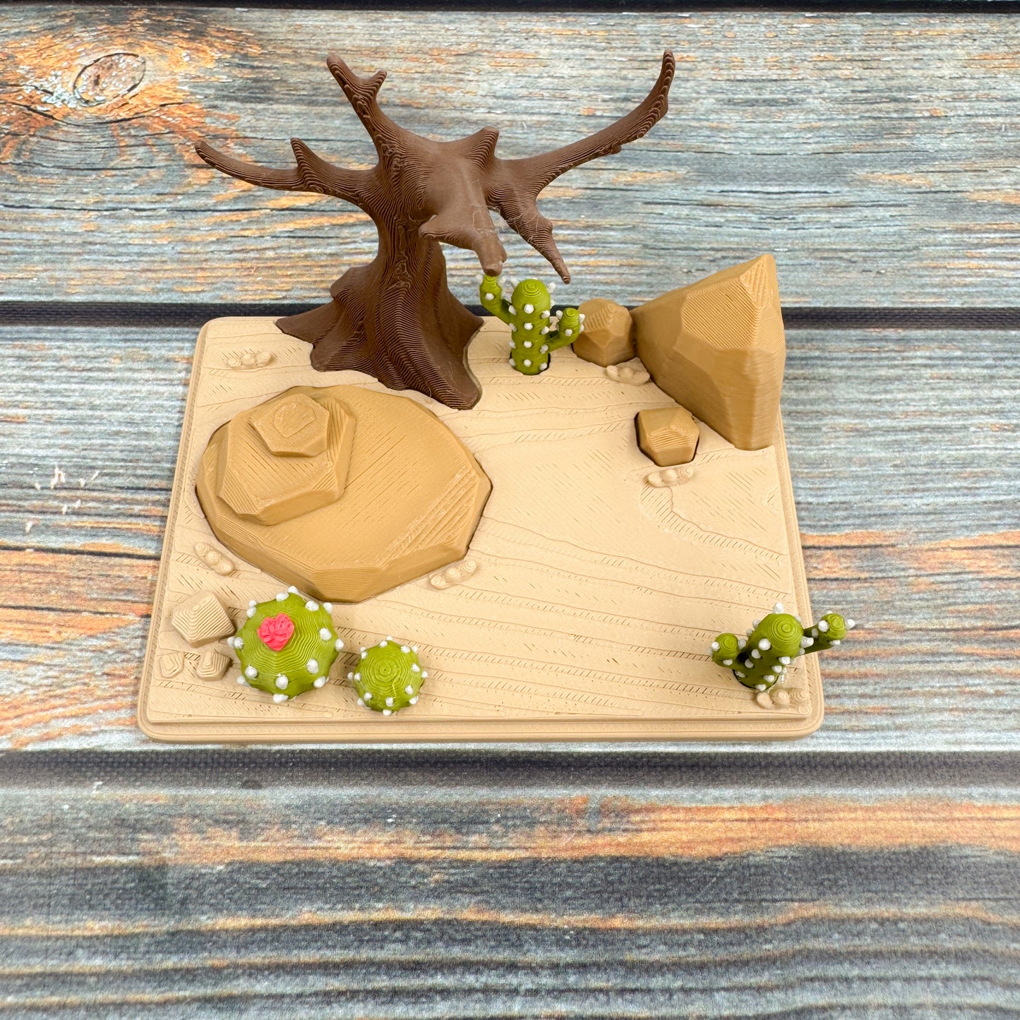 Desert + 3 Armadillos Mini 3D Printed Fidget Figure Diorama Set