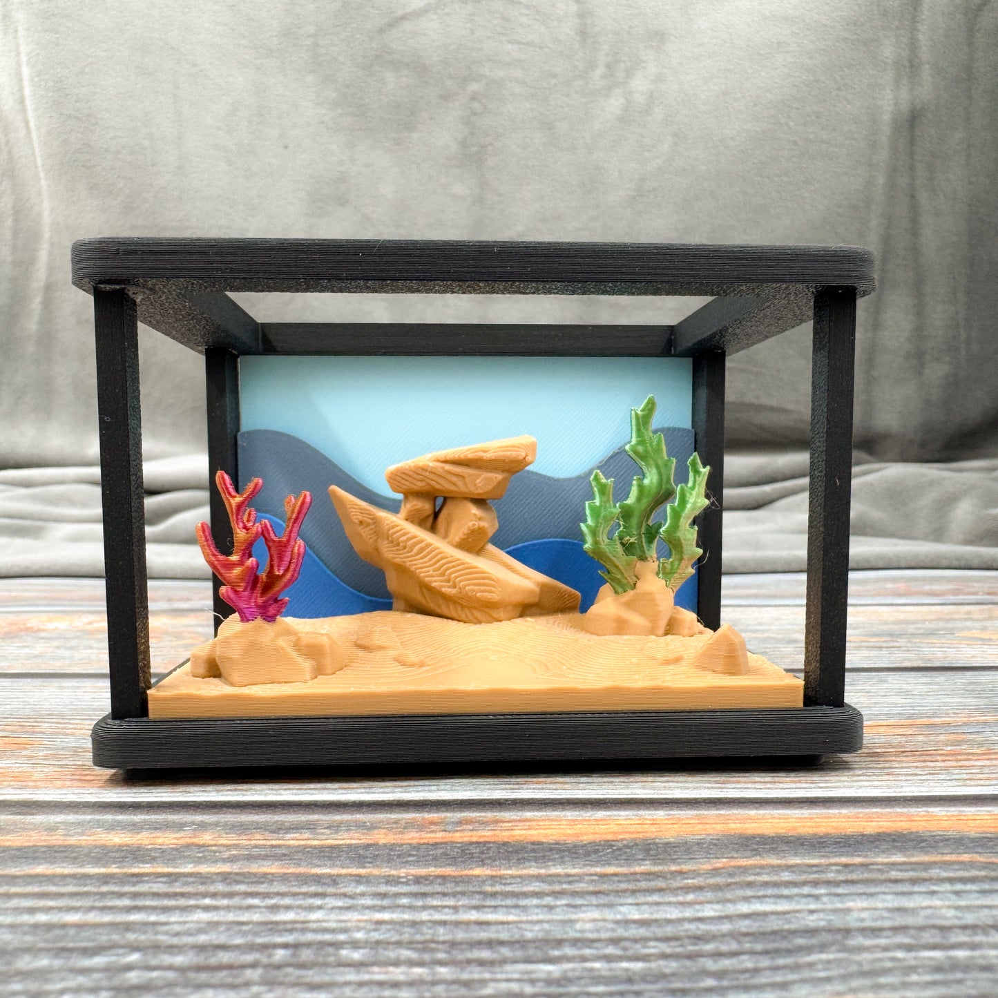 Fish Tank + 3 Fish 3D Printed Fidget Figure Diorama Set