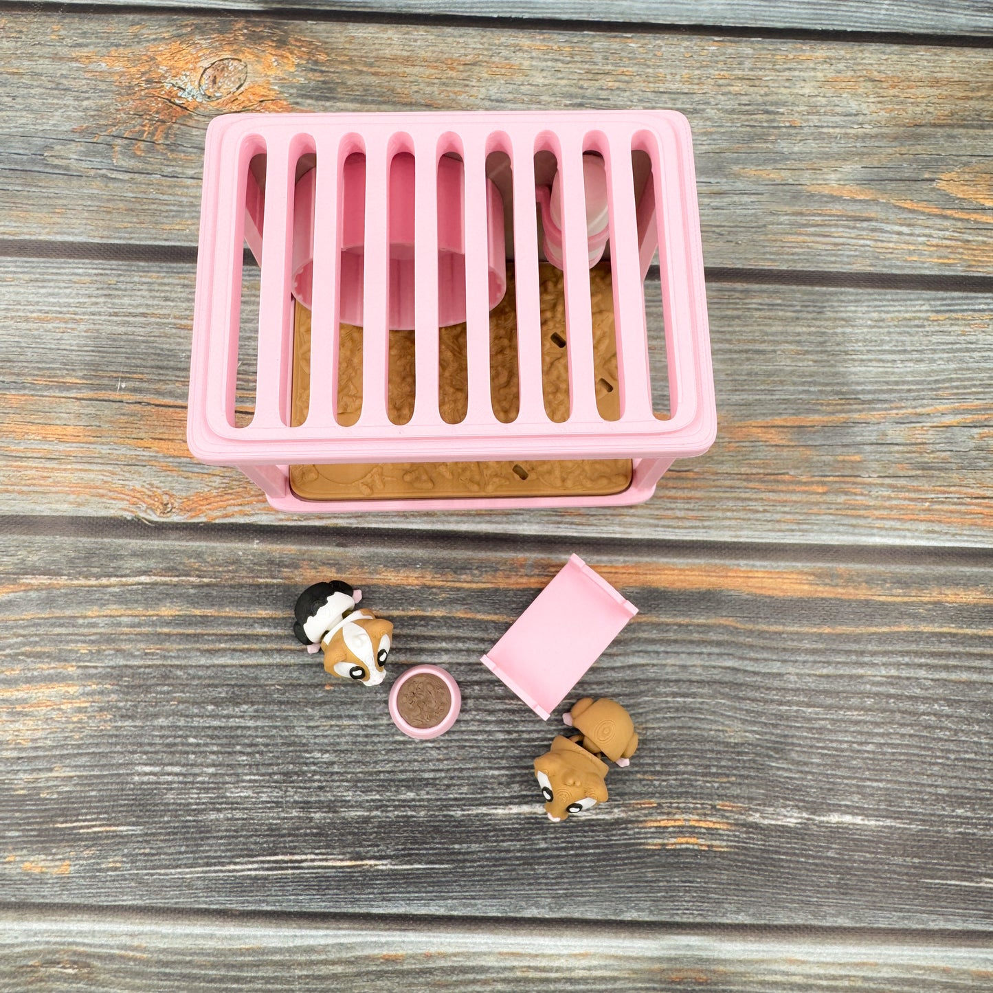 Guinea Pig Cage + 2 Guinea Pigs 3D Printed Fidget Figure Diorama Set