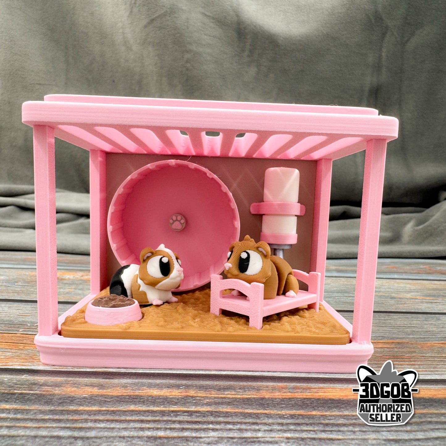 Guinea Pig Cage + 2 Guinea Pigs 3D Printed Fidget Figure Diorama Set