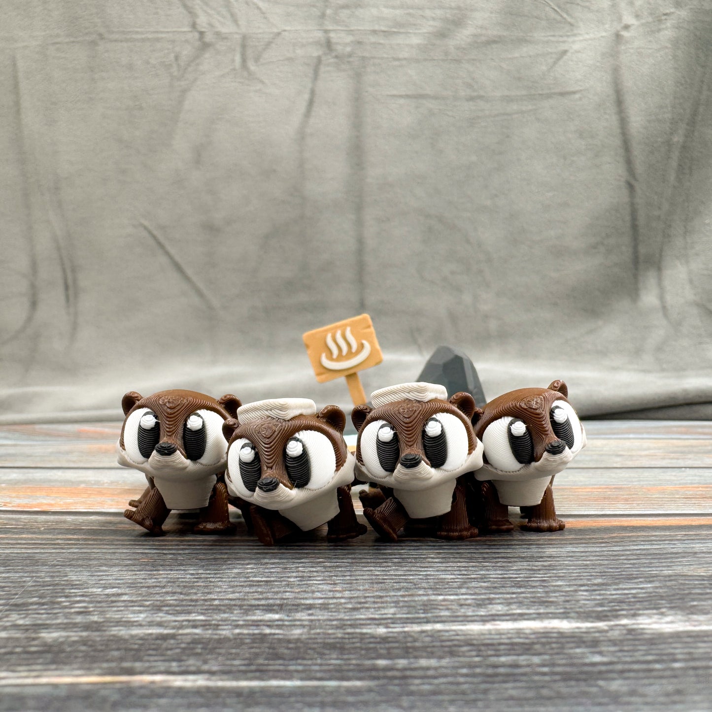 Otter Onsen + 4 Otters 3D Printed Fidget Figure Diorama Set