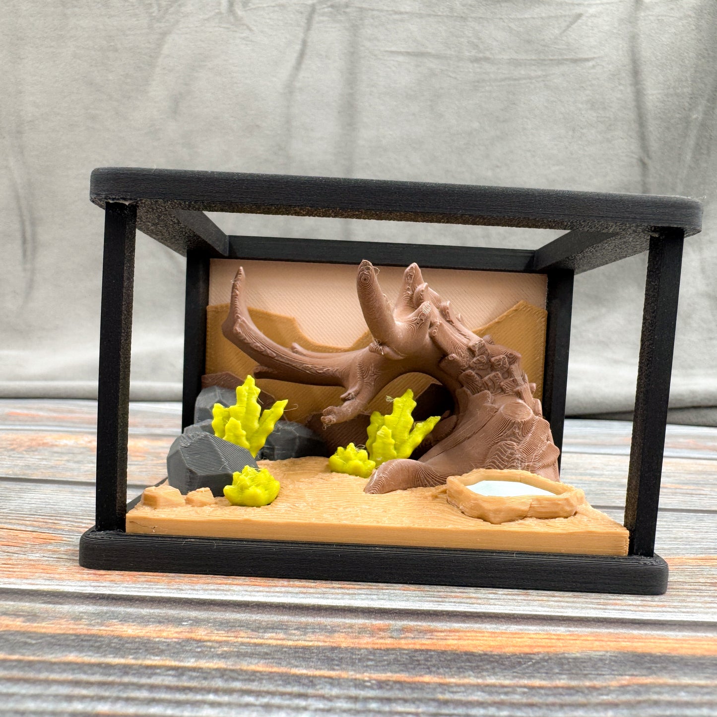 Reptile Habitat + 2 Bearded Dragons 3D Printed Fidget Figure Diorama Set