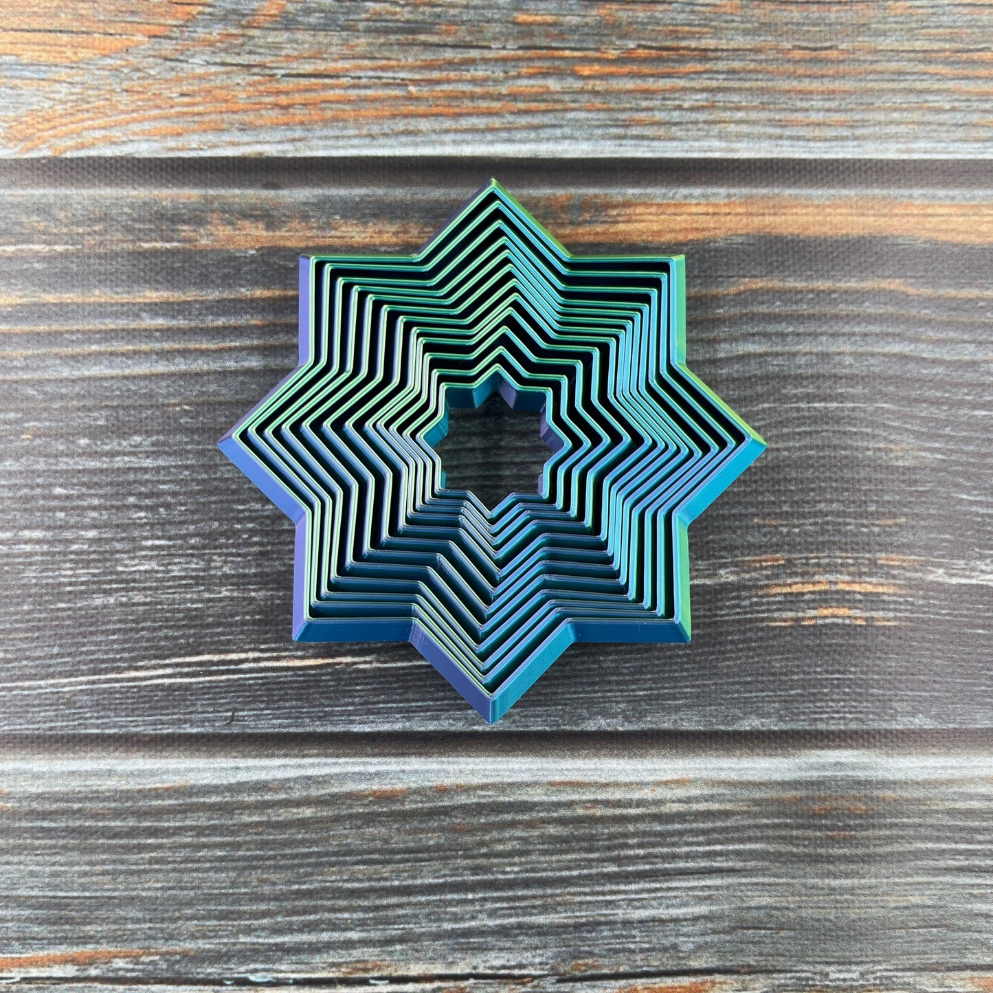 Fidget Star 3D Printed Articulated Figure in Tri-Color Ocean