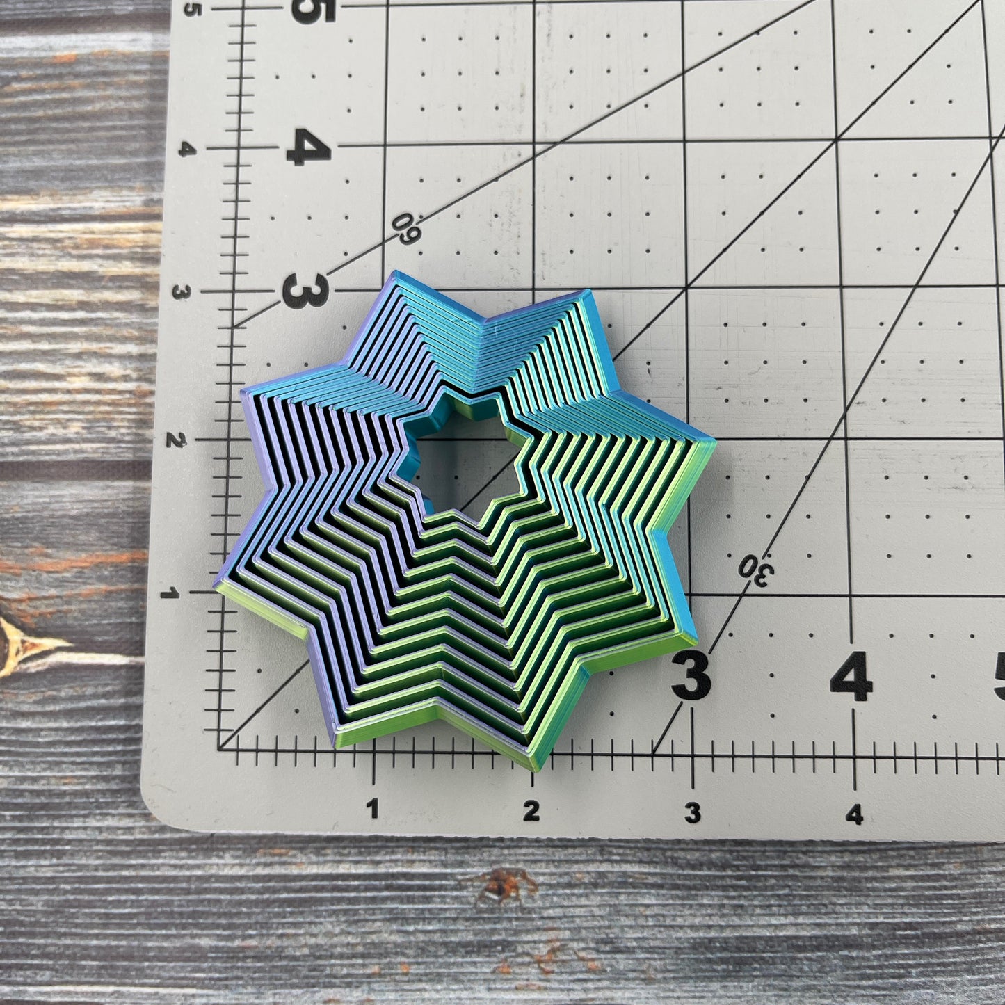 Fidget Star 3D Printed Articulated Figure in Tri-Color Ocean