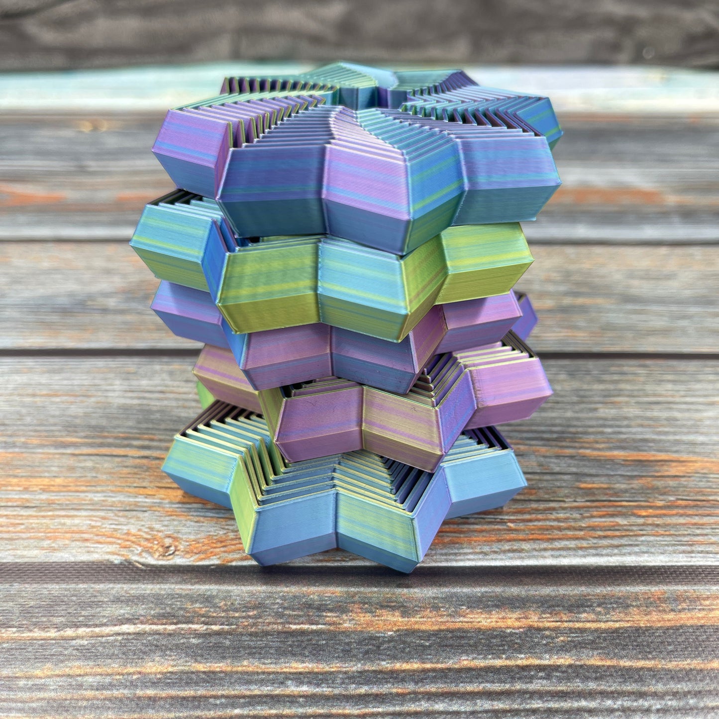 Fidget Star 3D Printed Articulated Figure in Tri-Color Orchid