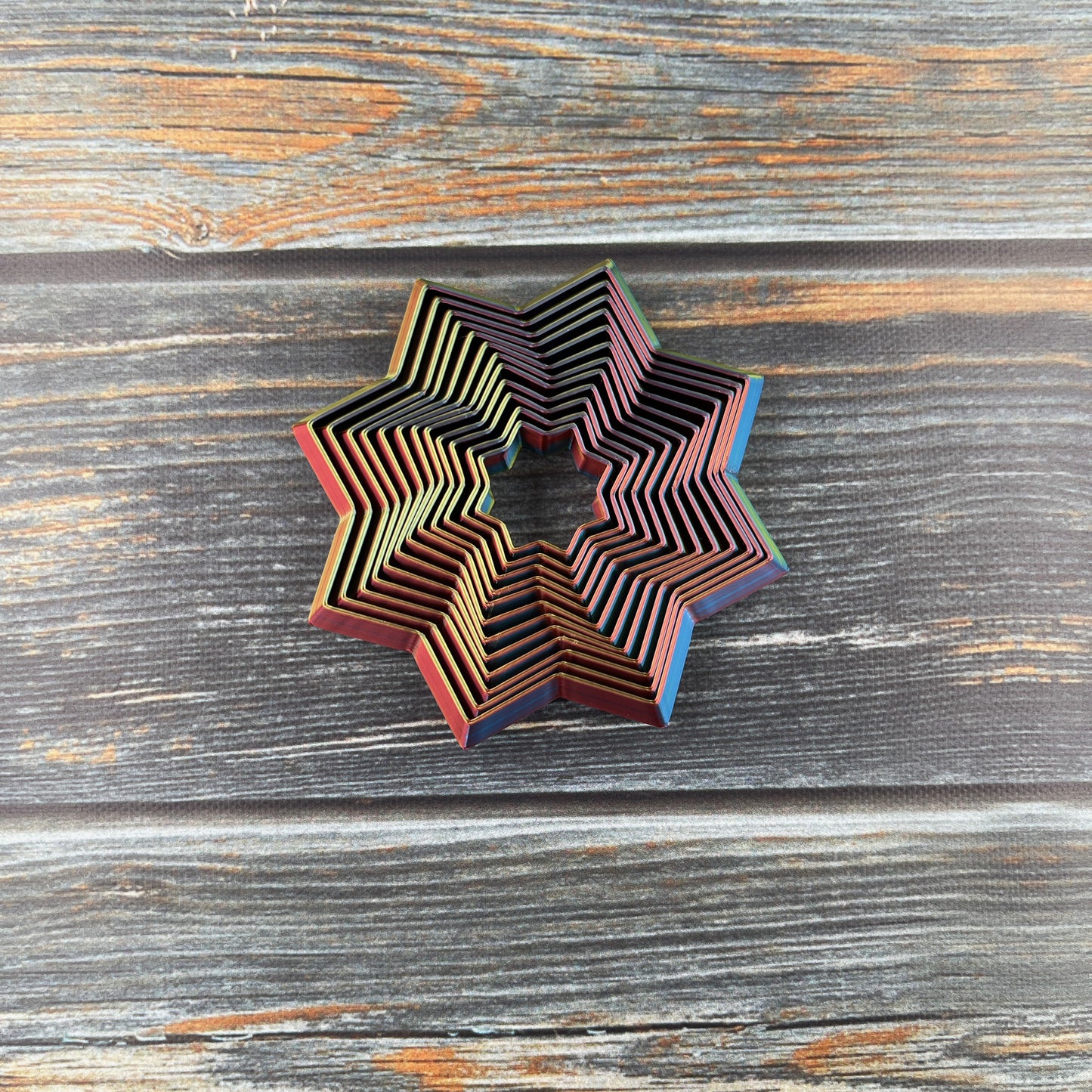 Fidget Star 3D Printed Articulated Figure in Tri-Color Rainbow