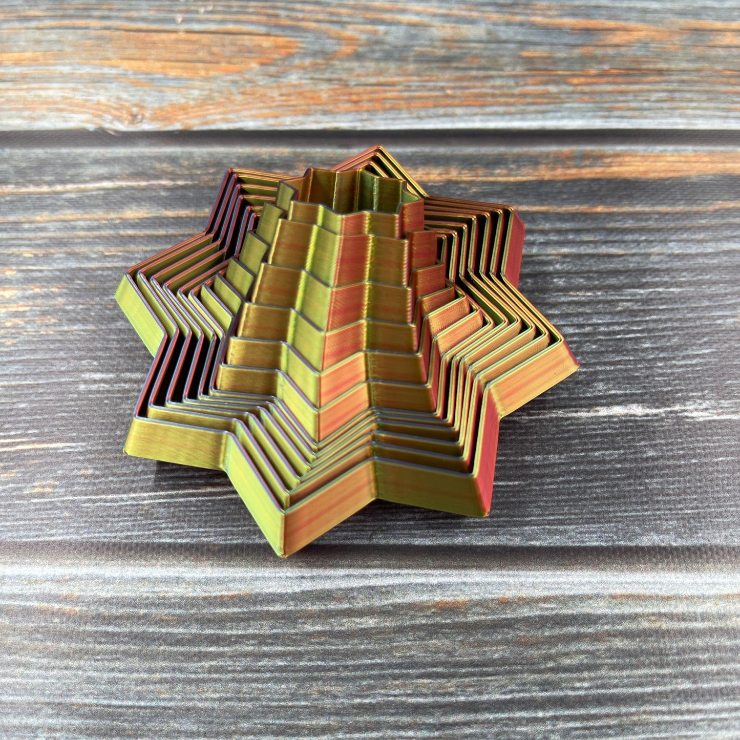 Fidget Star 3D Printed Articulated Figure in Tri-Color Rainbow