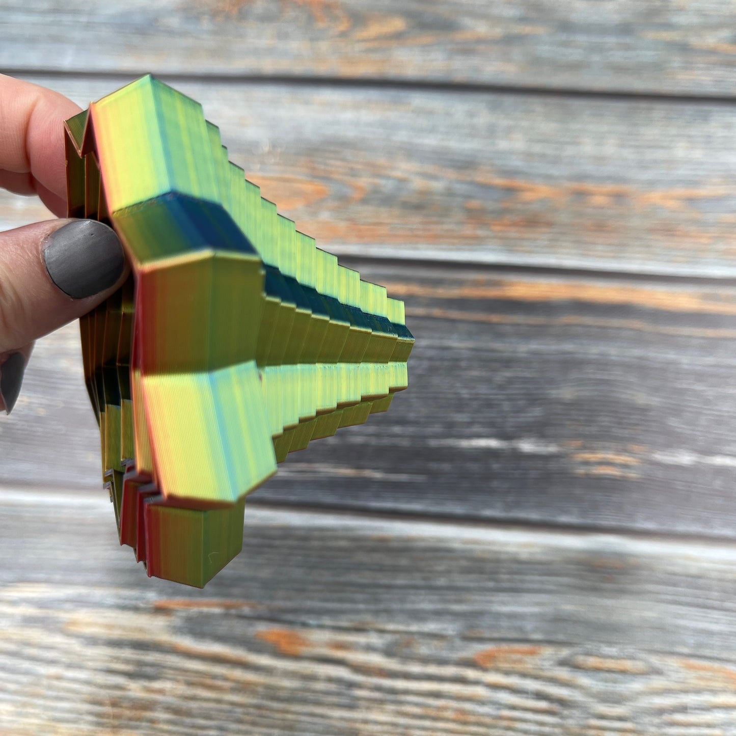 Fidget Star 3D Printed Articulated Figure in Tri-Color Rainbow