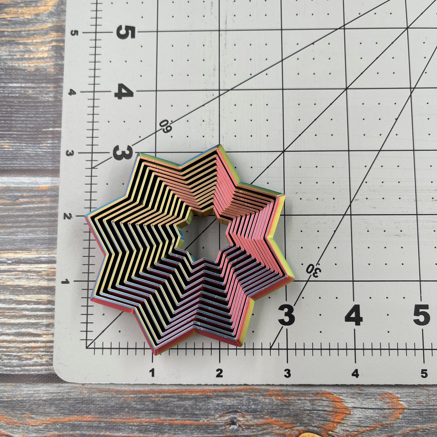 Fidget Star 3D Printed Articulated Figure in Tri-Color Rainbow