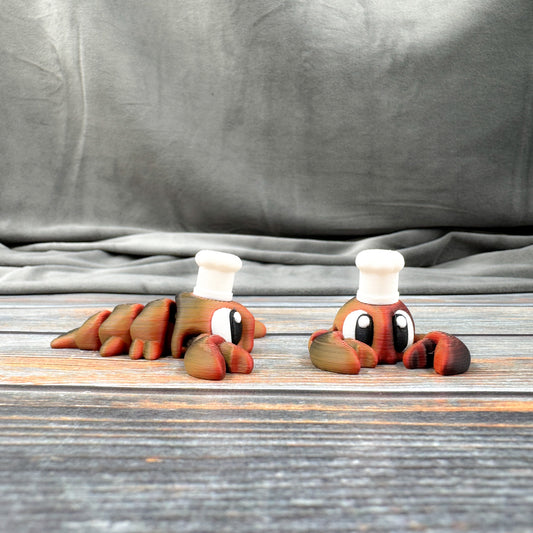 Lobster with Chef Hat Articulated 3D Printed Fidget Figure