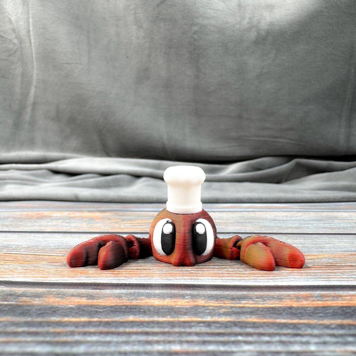 Lobster with Chef Hat Articulated 3D Printed Fidget Figure