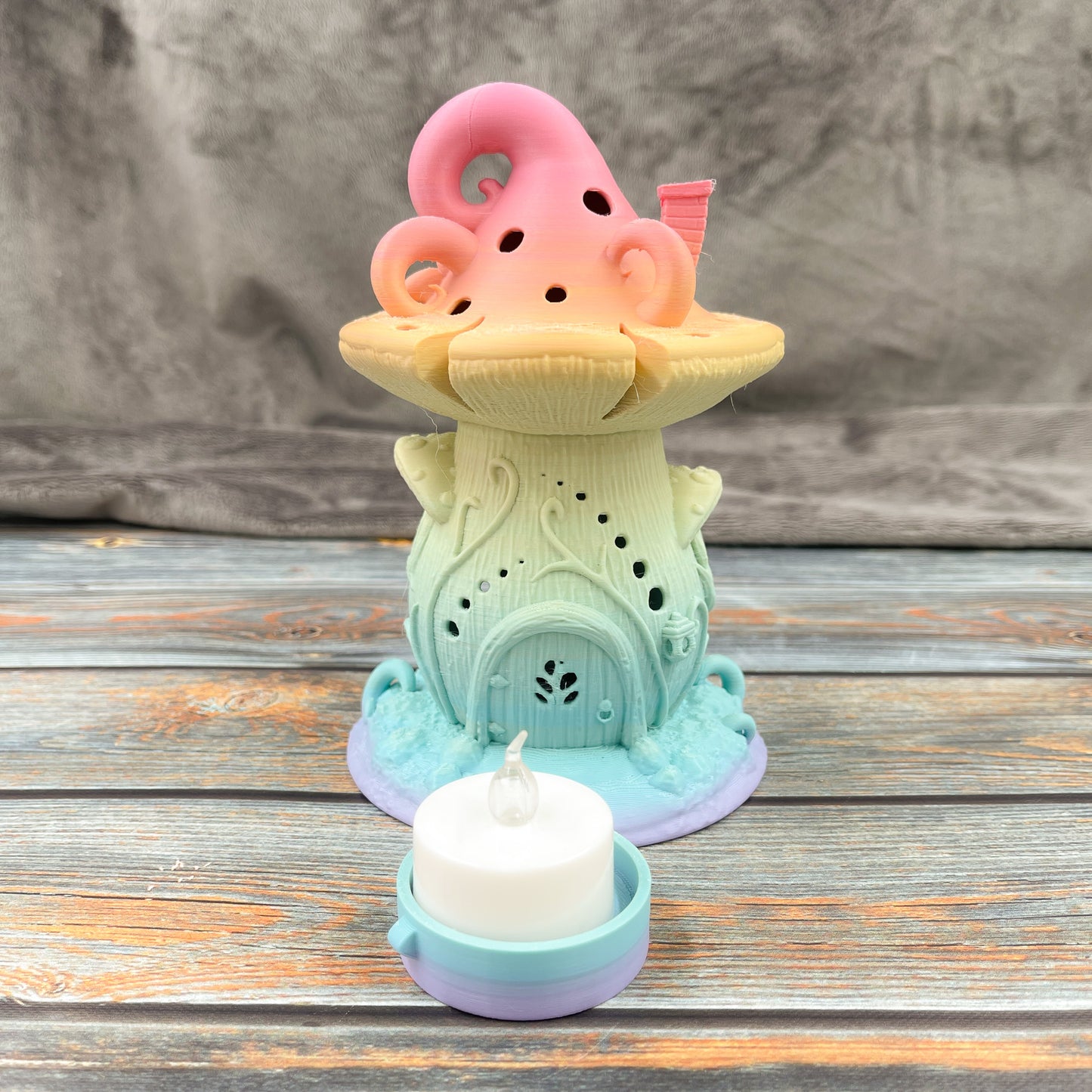 Mushroom House Tea Light Lamp