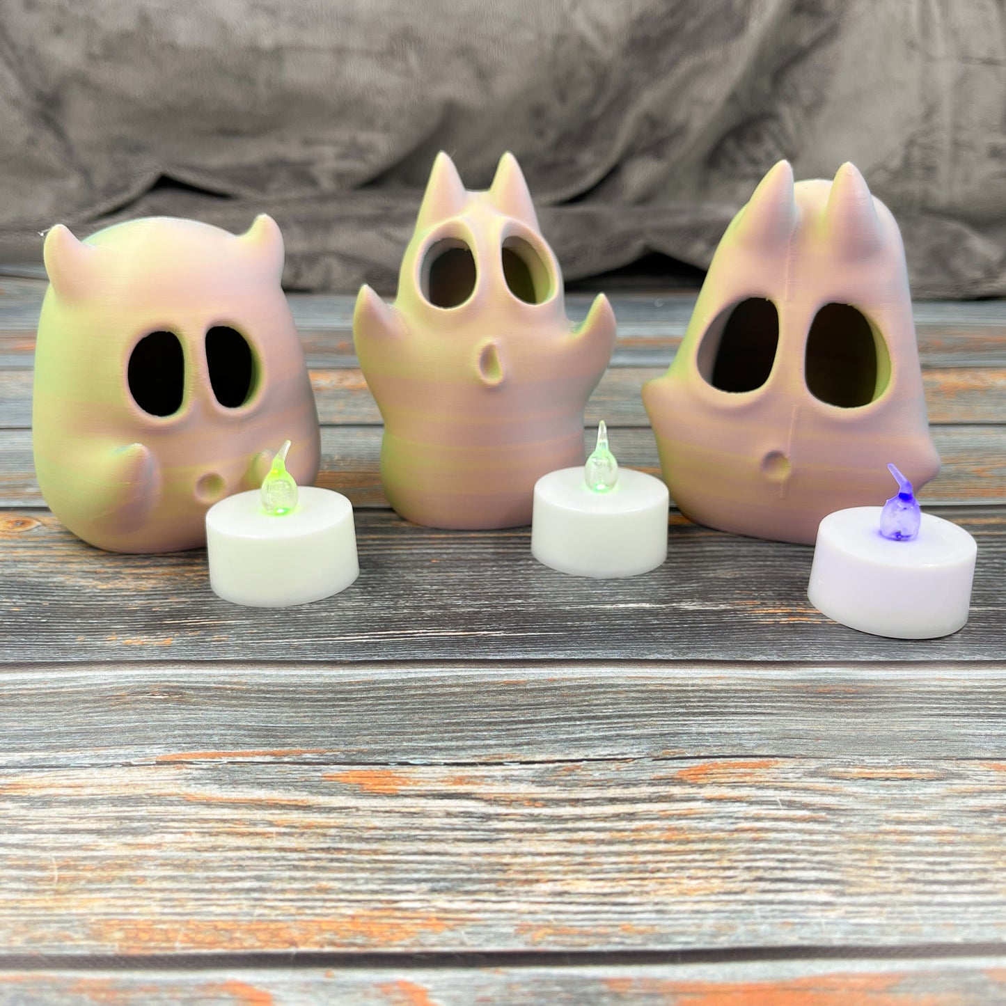 Scary Butt Ghost Tea Light Covers with Color Changing LED Tea Lights